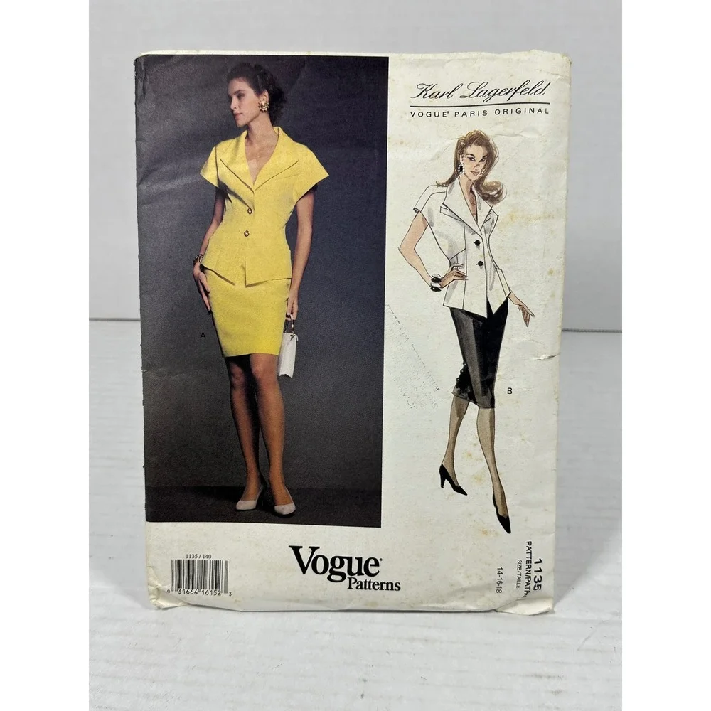 Karl Lagerfeld Vogue Paris Original 1135 SkirtSuit SewingPattern Size 14-18Uncut